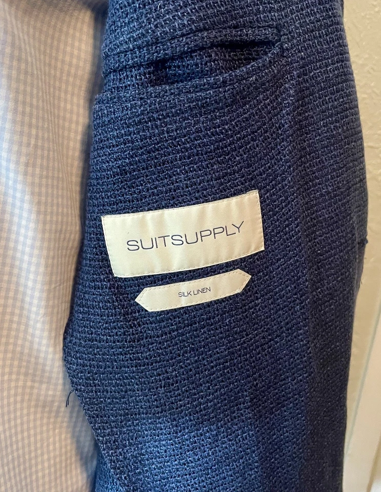 Blazer SUITSUPPLY Havana Parche Sin Forro Int Seda Lino Algodón Tejido Italiano Talla 44 Foto 4 de 4