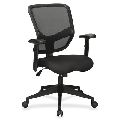 Lorell Executive Mesh Mid-back Chair - Fabric Black Seat - Black Back - Frame -