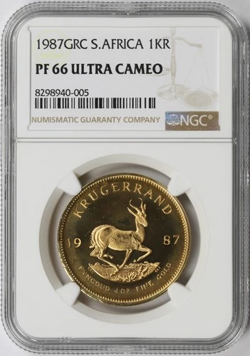 1987 GRC South Africa Proof Gold Krugerrand 1oz NGC PF66UCAM