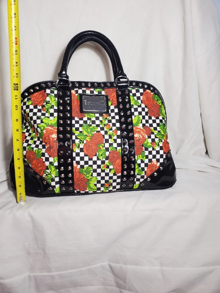 Bolso de Mano Betsey Johnson Betseyville Grande Rosa con Cuadros Foto 2 de 4