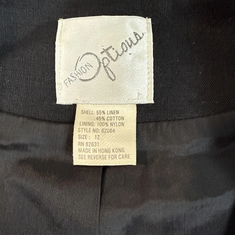 Chaleco de Colección Moda Opciones Años 90 Doble Botonadura Mezcla de Lino Negro Ajustado Forrado 12 Foto 3 de 4
