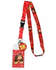 Nintendo Super Mario Donkey Kong Lanyard ID Badge Holder Lanyard w/ Rubber Charm