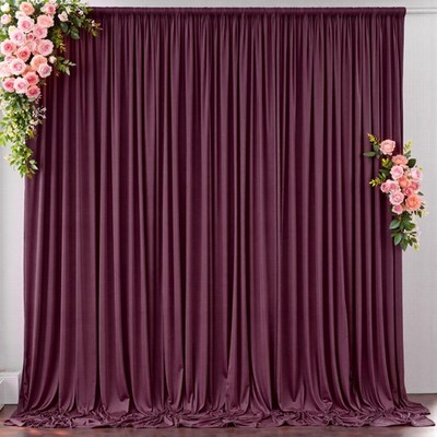 2 PCS Maroon Backdrop Curtain 5x10 Foot Wrinkle Free Burgundy Photo Drapes
