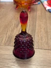 Vintage Fenton Ruby Red Dinner Bell With Amberina Handle And Cadmium Glow