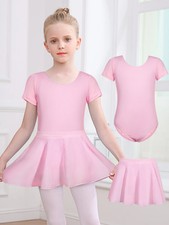 Girls Ballet Leotards Dance Outfit Combo with Pull on Skirt Dance Dress