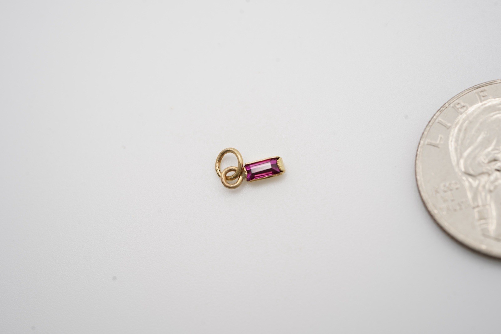 Rectangular Ruby Pendant. 0.60/cts. 14K Yellow Go… - image 2