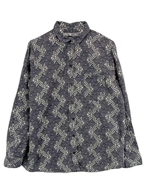 BDG Chemise Décontractée Homme Gris Géométrique Coton (EU 38, INT M) - Photo 1/4