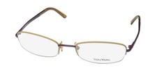NEW VERA WANG V123 GLASSES WOMENS HALF-RIM BEIGE YG OVAL METAL 50-18-135
