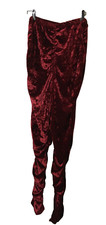 Women Stretch Pant Leggings Size Large Burgundy Crush Velvet Shirring Sides