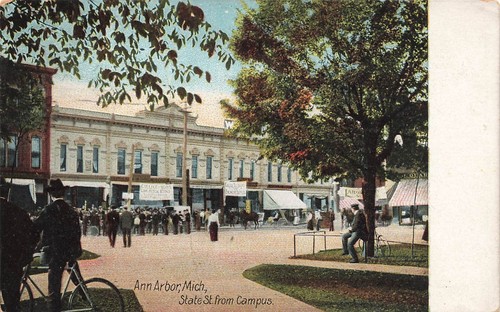Postcard ~ Ann Arbor, Michigan, State St. from Campus - 1907, Vertical Bend