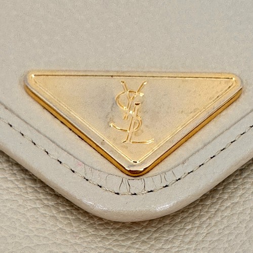 Yves Saint Laurent Shoulder Bag Leather Vintage YSL Ivory Authentic #657 - Picture 12 of 13