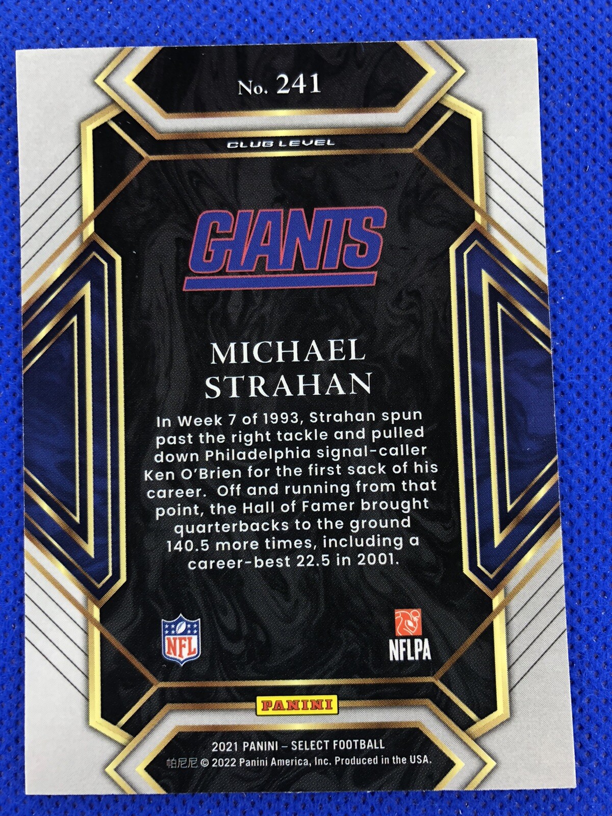 2021 241 Michael Strahan Panini Select Football Club Level Giants eBay