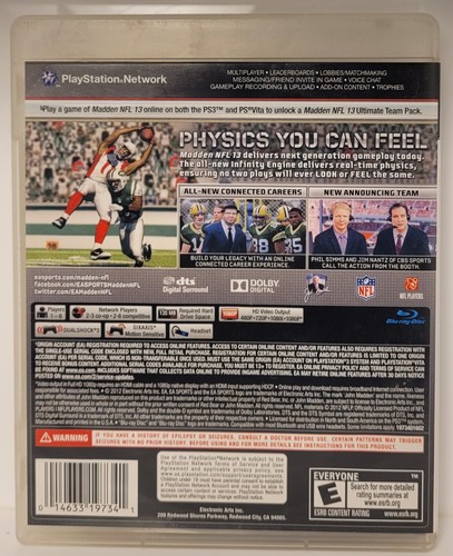 Madden NFL 13 (SONY PlayStation 3 PS3 Game) 2013 Complete With Manual - Picture 2 of 9
