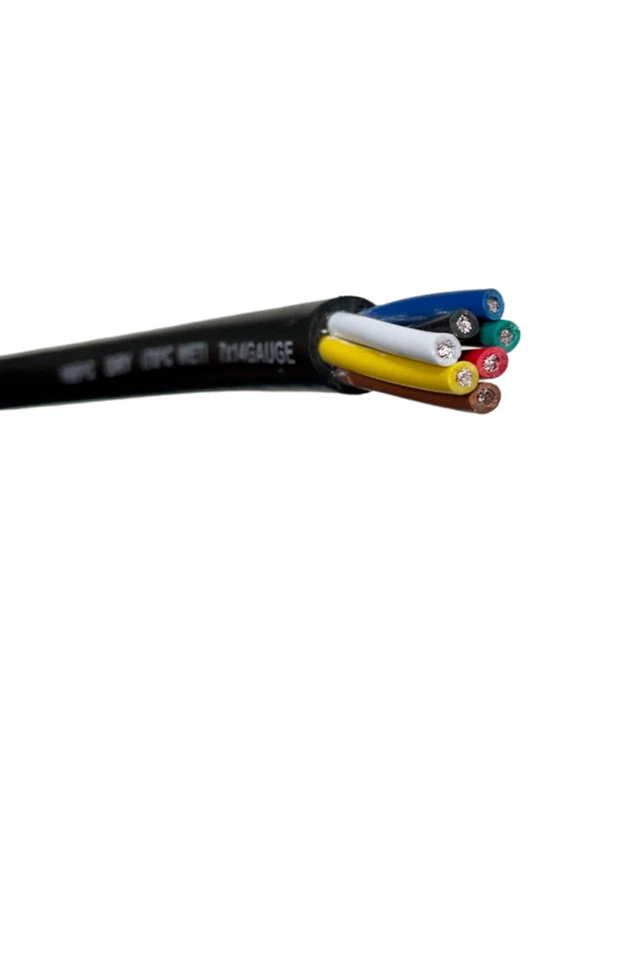 Remolque para autocaravana 50 pies resistente calibre 14 7 vías conductor cable negro aislado Foto 4 de 4