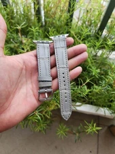 20/18 MM Gray 100% Genuine Leather Skin Watch Strap Band Case 44 to 49mm