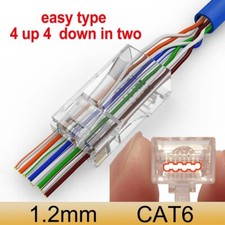 100pcs CAT6 Pass Through RJ45 Modular Plug Network Connectors UTP 6  Gold-Plated