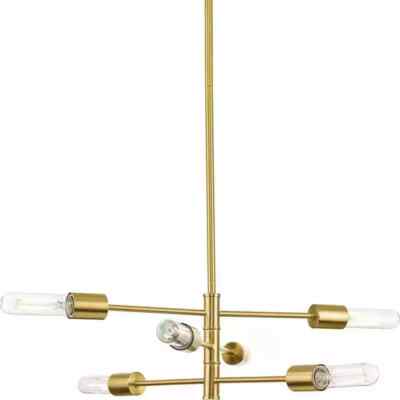 Progress Lighting Noda 6-Light Brushed Gold Shaded Pendant Light Contemporary