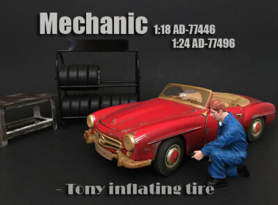 Mechanic Tony inflating tire Mechaniker Model 1:24 American Diorama AD-77496