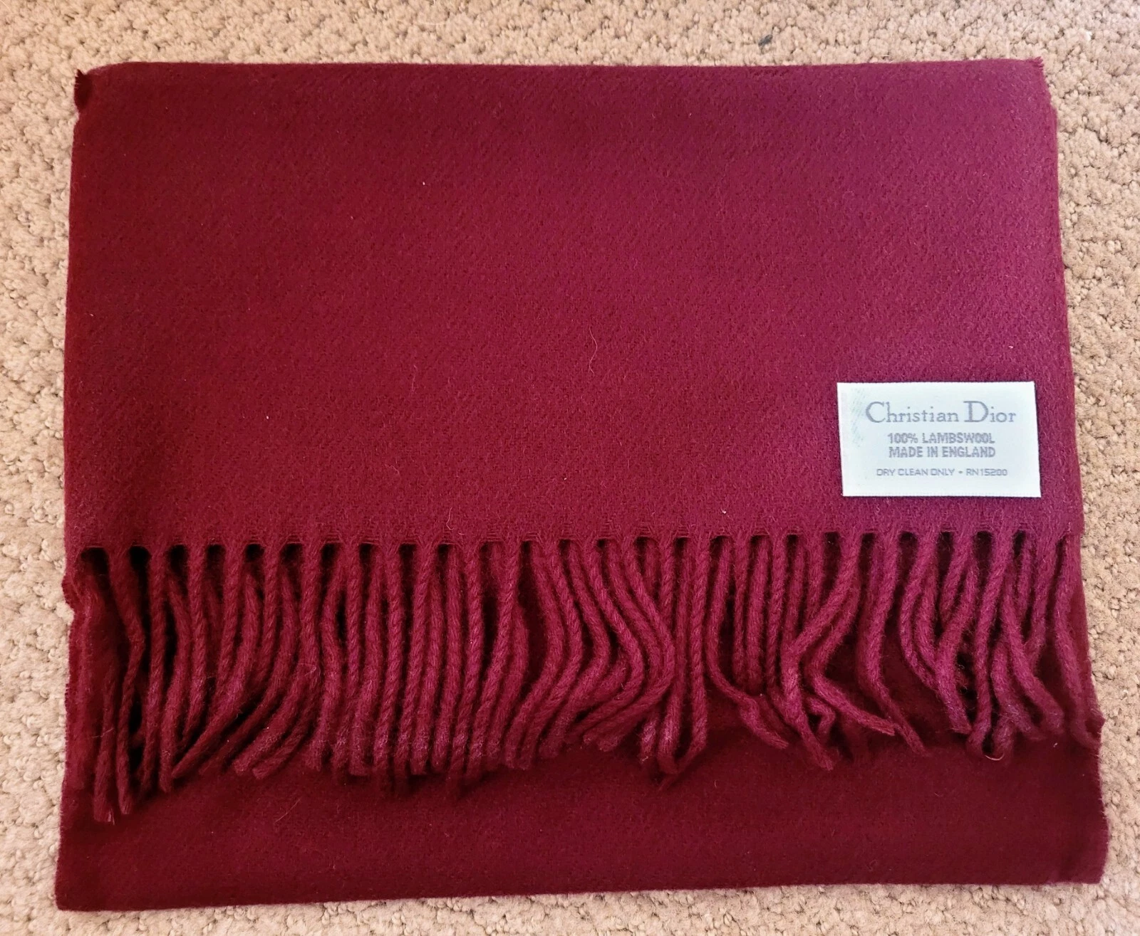 AUTHENTIQUE ÉCHARPE FRANGE EN LAINE D'AGNEAU CHRISTIAN DIOR BOITE D'OCCASION MARRON
