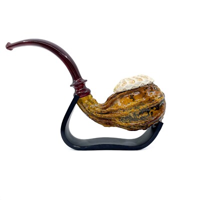 Handmade Calabash Pipe from Homegrown Natural Gourd Meerschaum Bowl by S. Yanik