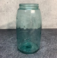 Vintage - Error Ball Mason Jar - 1 Quart Blue - Triple L with Bubbles