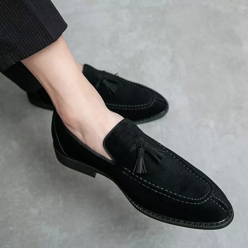 New Mens Loafers Suede Leather Shoes Men Driving Shoes Wedding Male Dress Shoes - Picture 24 of 28