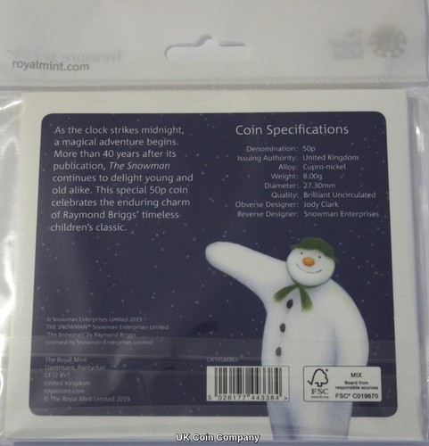 2019 The Snowman BU 50p Fifty Pence Coin Pack Second Issue - Picture 3 of 3