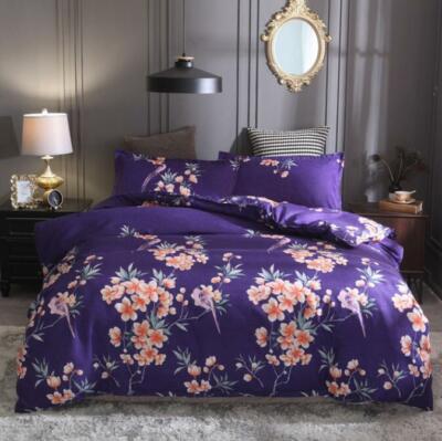3D Lila Blumen NAM93628 Bett Kissenbezüge Decke Bettdecke Abdeckung Set Fay
