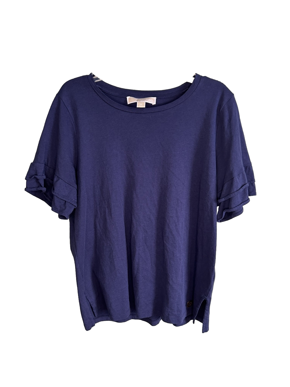 Michael Kors Medium Solid Blue Blouse With Ruffles - image 1