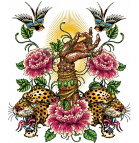 Chemise tigre à main henné, tatouage, paume, exotique, t-shirt, petit - 5X, graphique T - Photo 1 sur 1