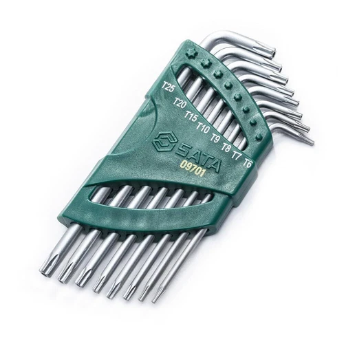 Winkelstiftschlüssel-Satz Torx mit Stirnlochbohrung extra lang 8-tlg. ST09701...