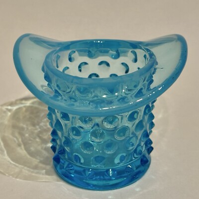 Vintage Fenton Art Glass Hobnail Blue Opalescent Top Hat 2.5” | eBay