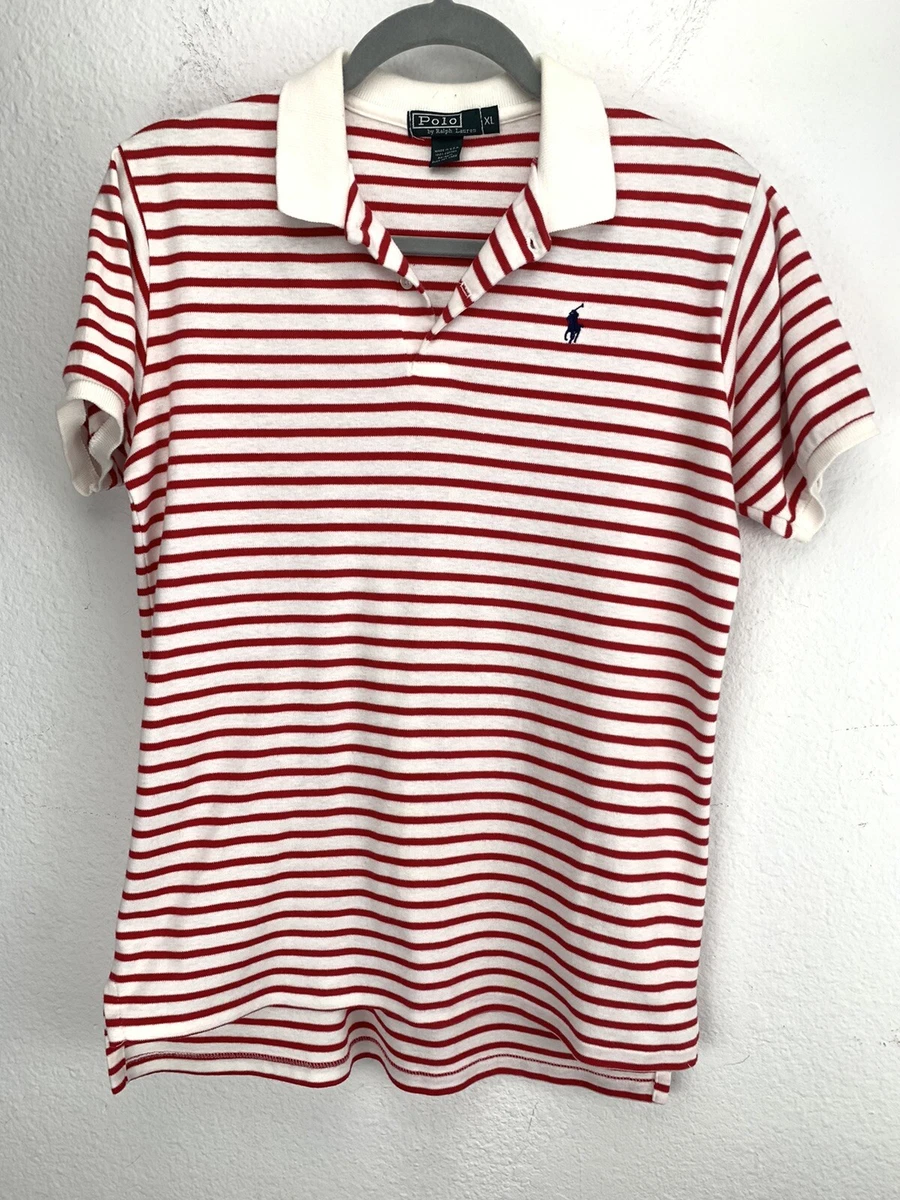 Polo Vintage par Ralph Lauren Polo Femme Taille XL Rayures Rouge Fabrique aux Et
