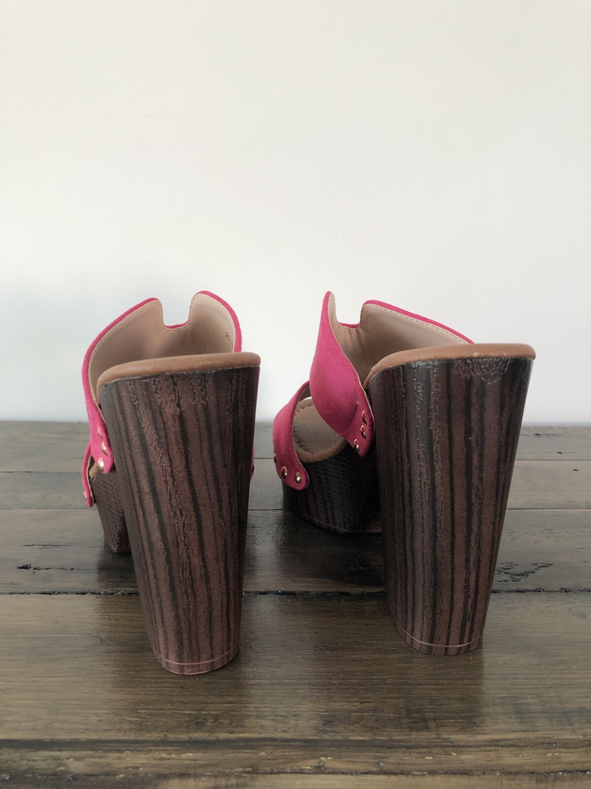 Faux Suede Platform High Block Heel Slides Size 6… - image 4