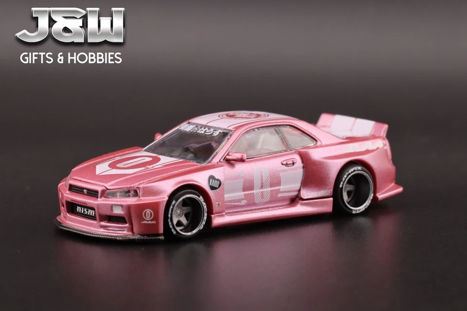 Kaido House x Mini GT Nissan GT-R R34 Kaido Racing Factory V1 Rosa KHMG128 1/64 Foto 3 de 4