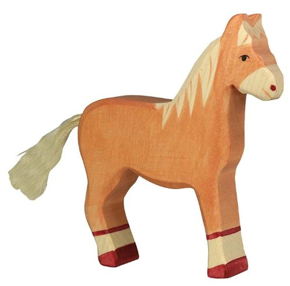 Holtztiger HT80033 Horse, Standing, Light Brown, Assorted Colours
