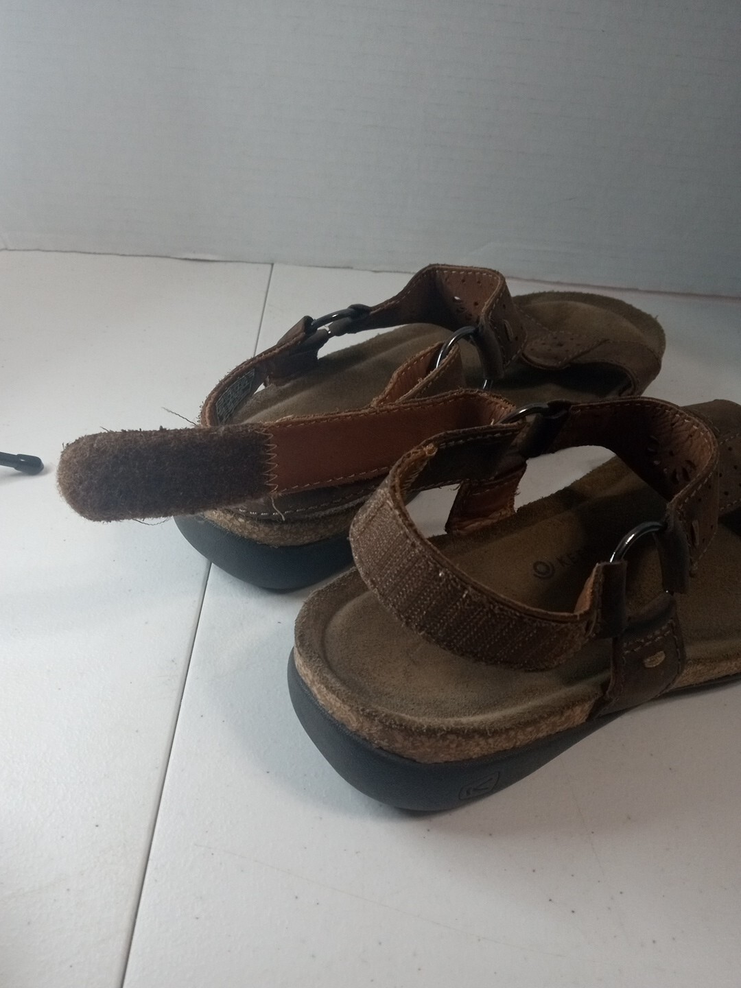 KEEN Kaci Ana Sandals Womens Size 7 Brown Leather T Strap Comfort Wedge Clean