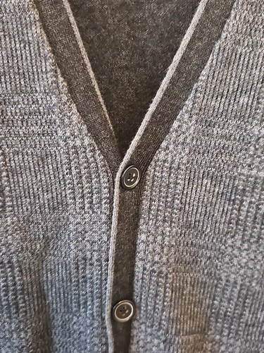 Jos. A Bank 1905 Gray Wool Blend Button Front Cardigan with Elbow Patches Sz XL - Picture 8 of 14