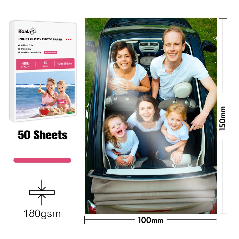 Koala Premium Glossy Photo Paper 4x6 100 Sheet 48lb for Canon Epson HP 10x15 cm - Image 2 of 4