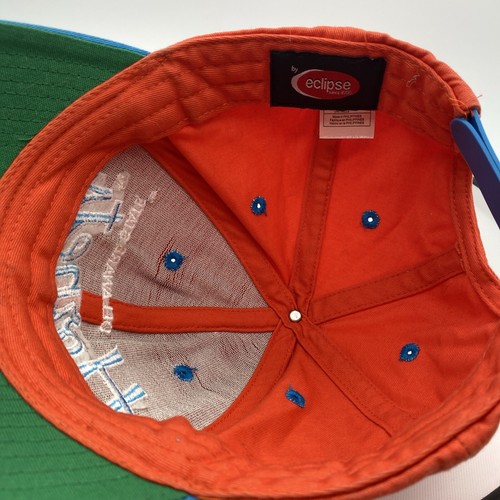 DELAWARE STATE HORNETS SNAPBACK SCRIPT RETRO CAP HAT 2 TONE ORANGE BLUE - Picture 6 of 8