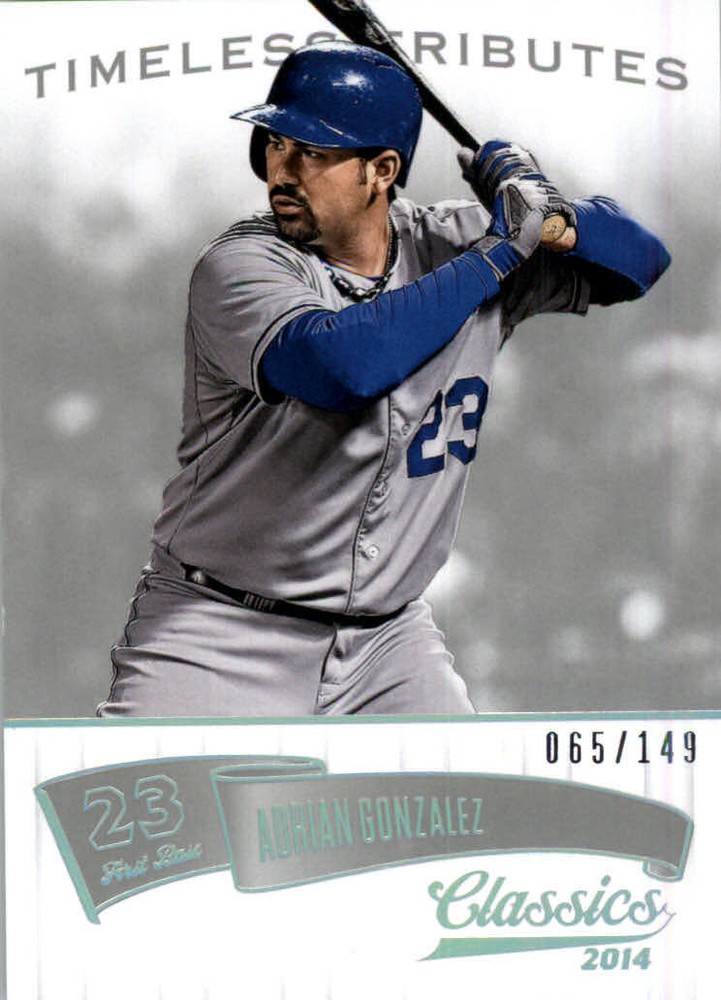 2014 Classics Timeless Tributes Silver Dodgers Baseball Card #4 Adrian Gonzalez