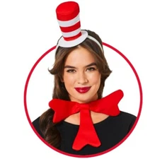 Dr Seuss Cat in the Hat Halloween Accessory Kit Adult Womens Headpiece Bow Tie