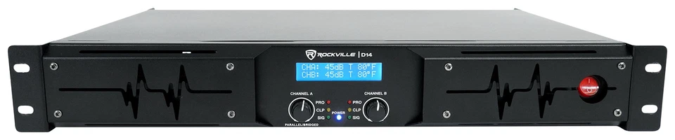 Rockville D14 7000w Peak/2000w RMS Class D 2 Kanal Endstufe Pro/DJ Amp