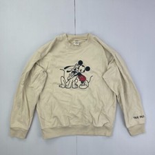 UNIQLO Sweatshirt Small Beige Womens Jumper Graphic Print Disney Mickey Mouse