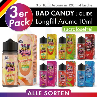 3x Bad Candy Liquids Premium Longfill Aroma 10ml in 120ml Liquid Flasche Vape