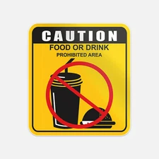 Caution Food And Drink Prohibited Area Vinyl Sticker Decal