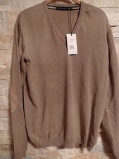 ROBERTO COLLINA LUXURY V-NECK MEN'S BEIGE SWEATER ITALY SIZE 48 US S-M