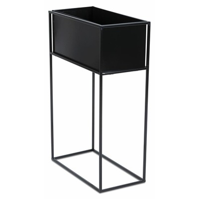 HowHomely Blumentopf mit Ständer schwarz 70cm Blumenkasten Loft Modern Deko