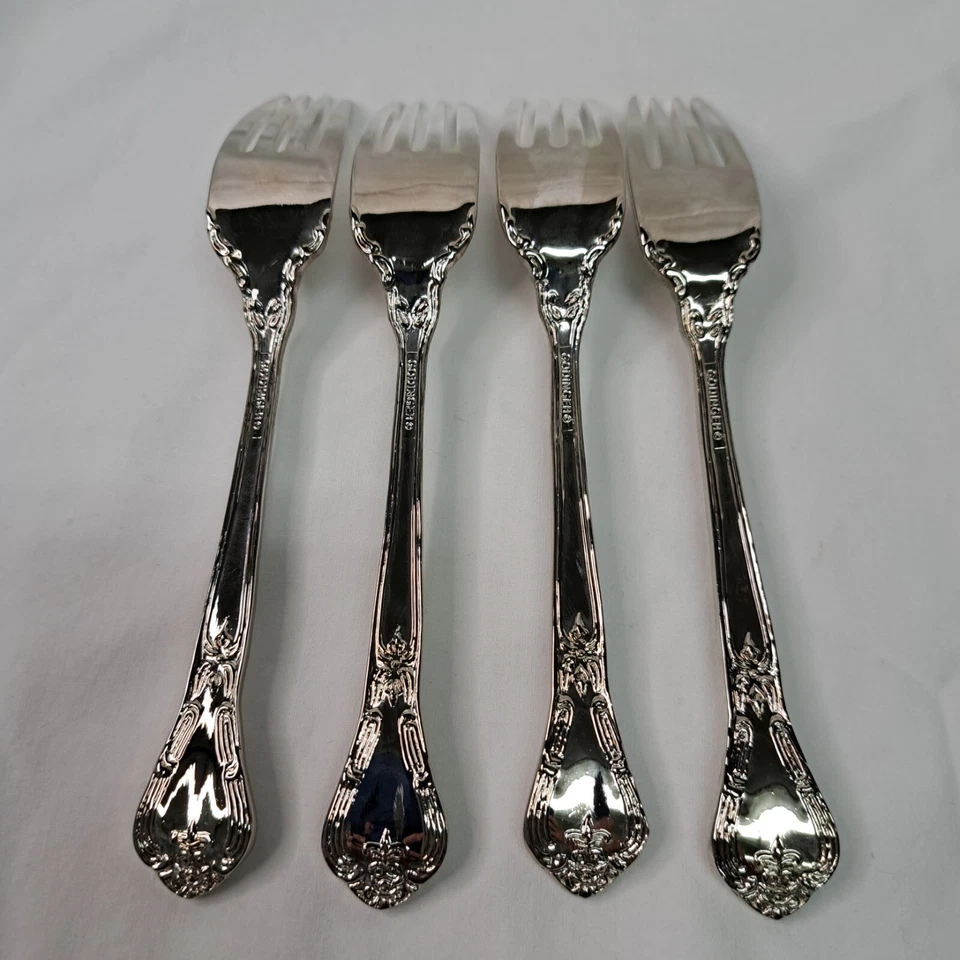 Godinger Grand Master Silverware Replacement Salad Forks Set Of 4 Silver Plate - Image 4 of 4