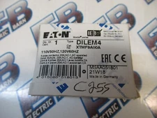 Eaton DILEM4 Din Rail Mount Contactor 20 Amp 600 Volt 4P 120V Coil -C255-NEW-B